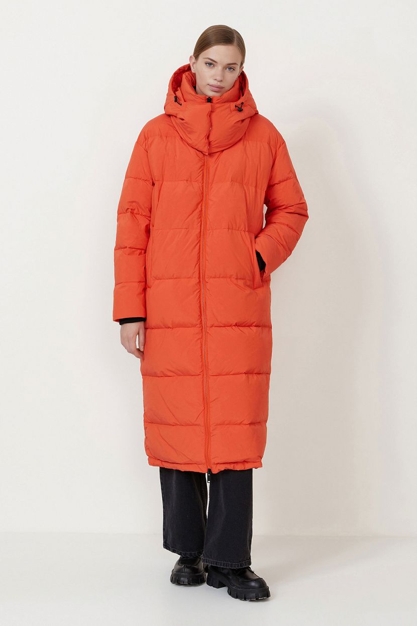 Пальто пуховое (арт. baon B0223511), размер M, цвет оранжевый Пальто пуховое (арт. baon B0223511) - фото 1