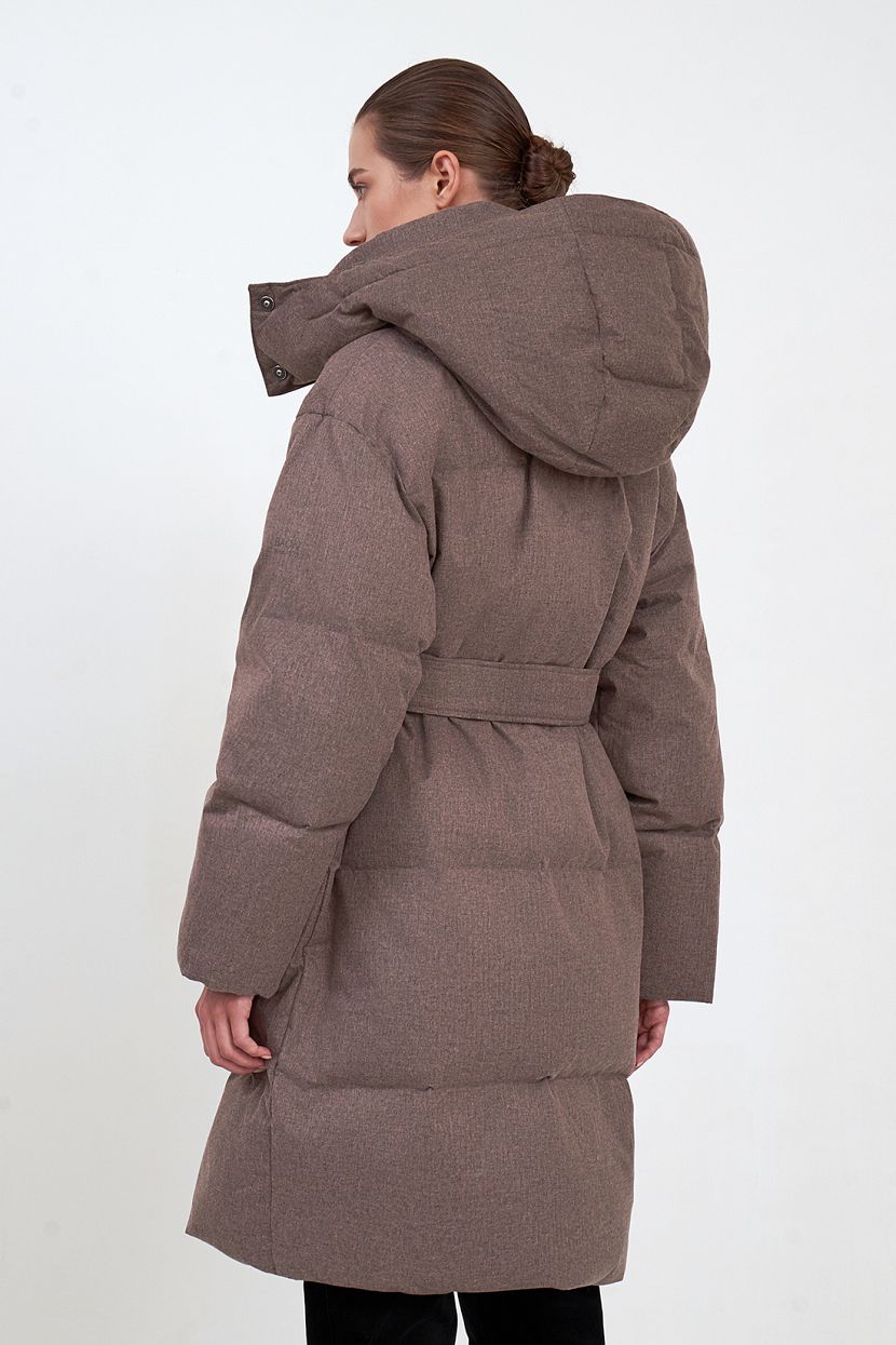 Пуховое пальто-оверсайз с поясом (арт. baon B0223514), размер M, цвет серый Пуховое пальто-оверсайз с поясом (арт. baon B0223514) - фото 3