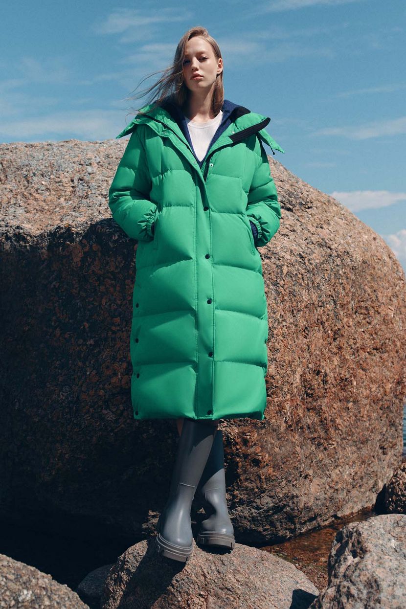 Пальто пуховое (арт. baon B0223518), размер S, цвет зеленый