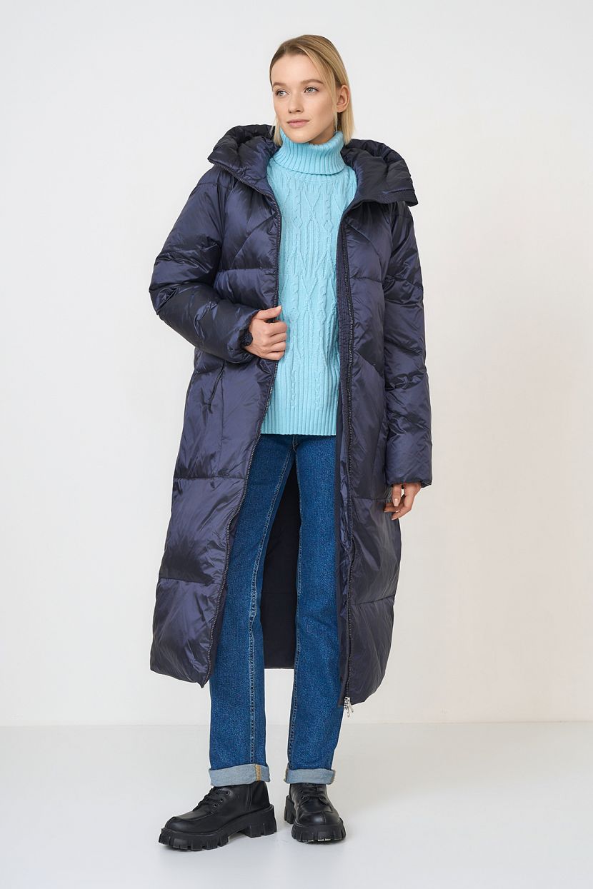 Пальто пуховое (арт. baon B0223527), размер XS, цвет синий Пальто пуховое (арт. baon B0223527) - фото 2