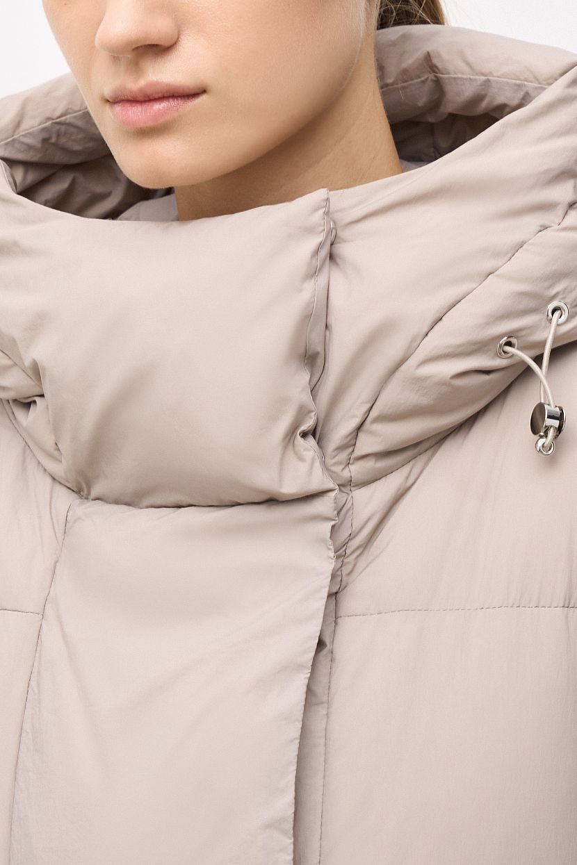 Пуховое пальто с объёмным капюшоном WHY NOT (арт. baon B0223531), размер L, цвет бежевый Пуховое пальто с объёмным капюшоном WHY NOT (арт. baon B0223531) - фото 5