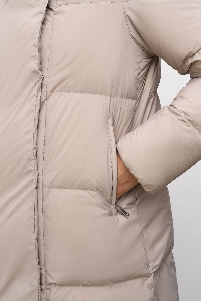 Пуховое пальто с объёмным капюшоном WHY NOT (арт. baon B0223531), размер L, цвет бежевый Пуховое пальто с объёмным капюшоном WHY NOT (арт. baon B0223531) - фото 6