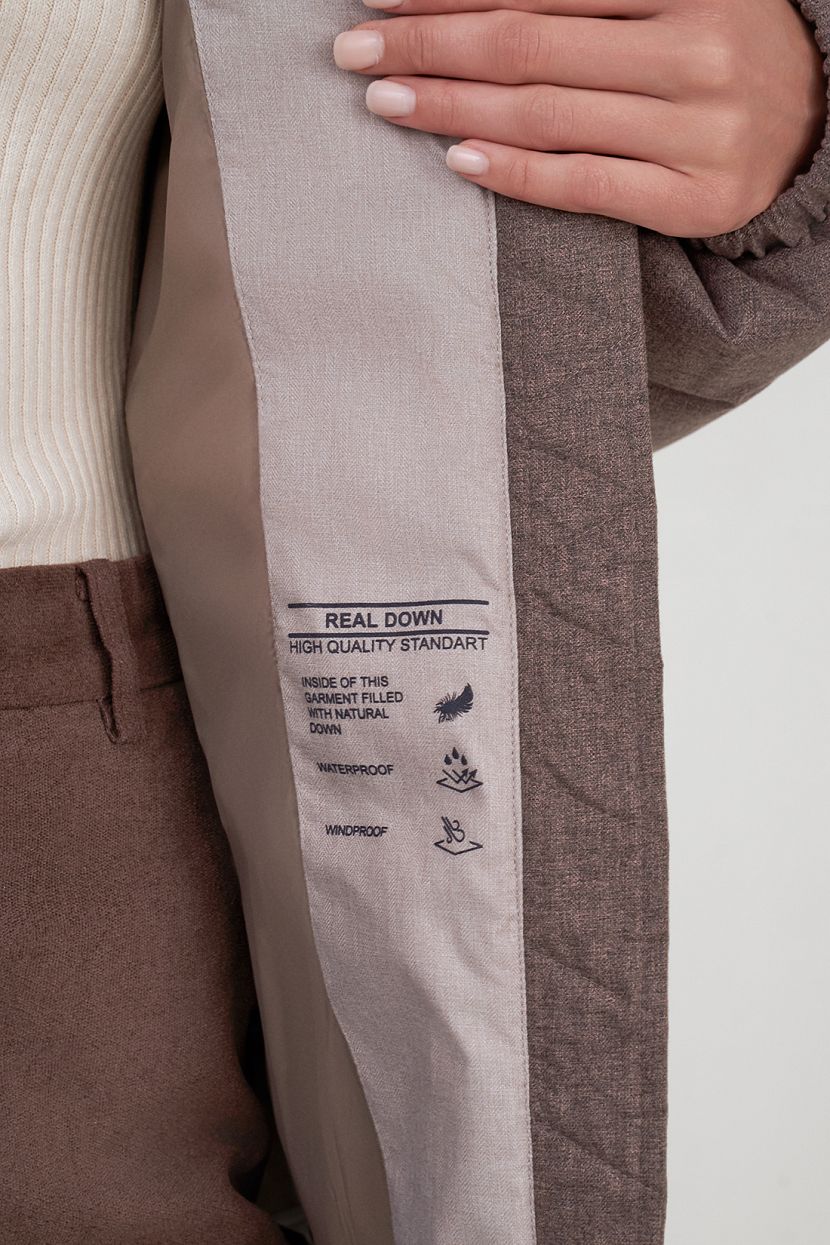 Пуховое пальто из двух видов ткани (арт. baon B0223532), размер S, цвет белый Пуховое пальто из двух видов ткани (арт. baon B0223532) - фото 6