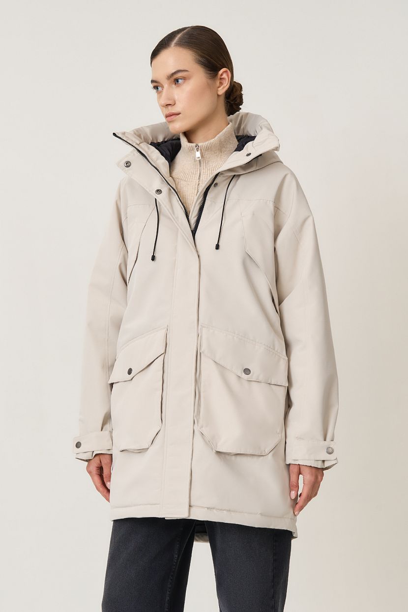 Куртка-парка с накладными карманами, XXL, серый
