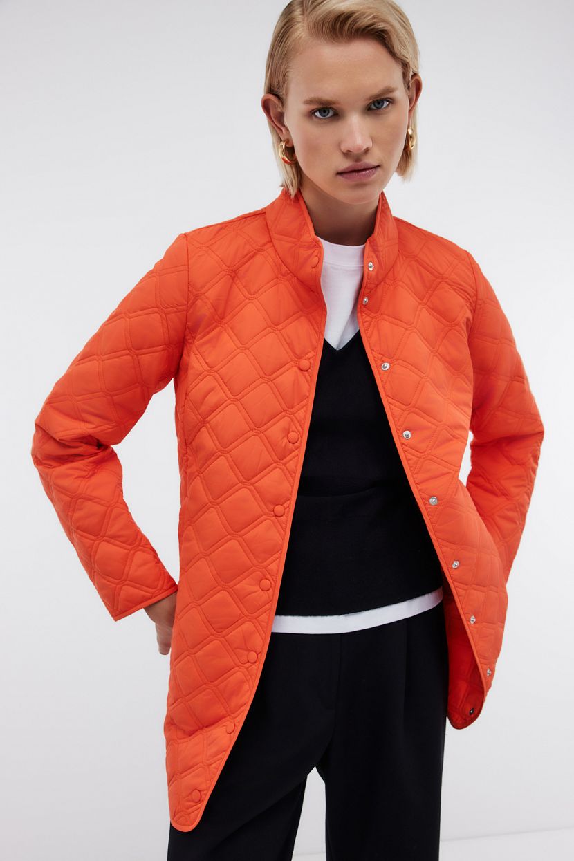 Удлиненная куртка со стежкой на кнопках, XL, оранжевый