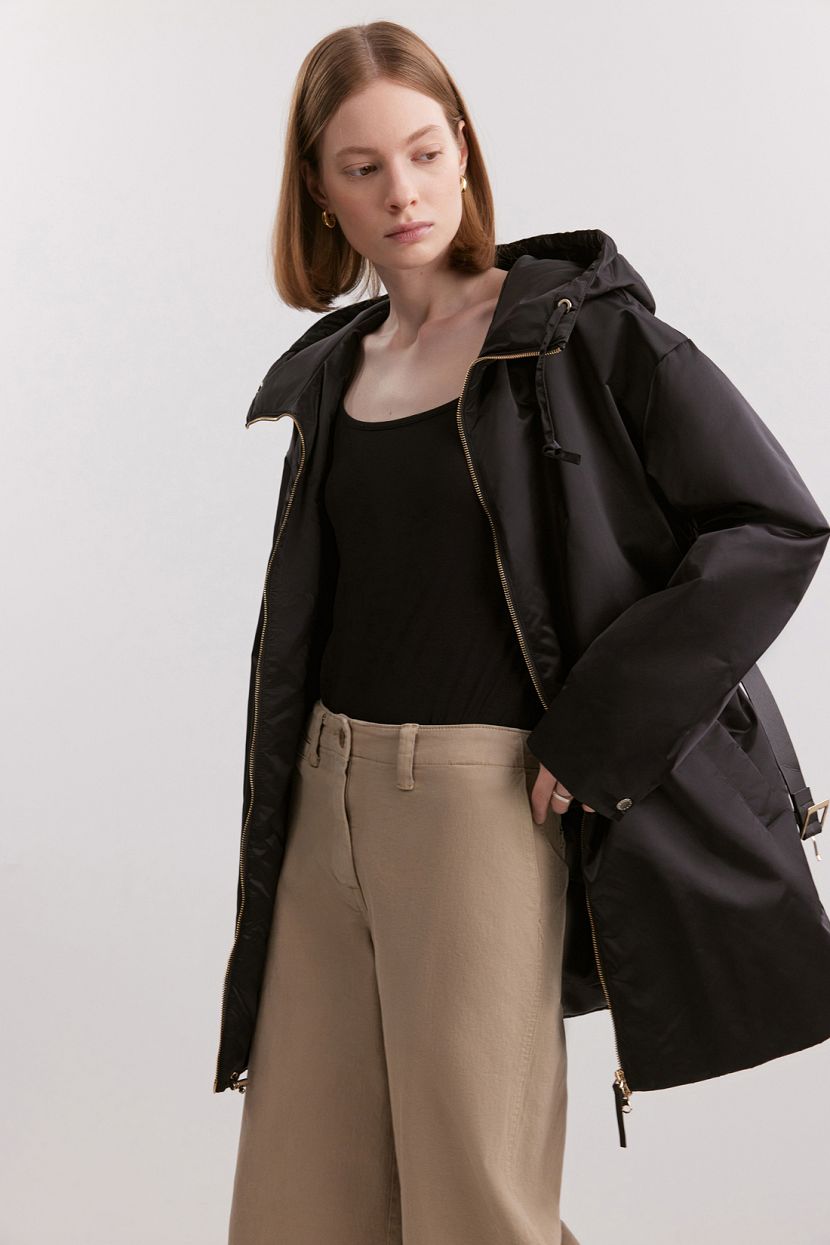 Куртка удлиненная с капюшоном, L, черный