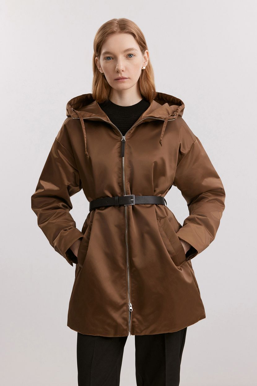 Куртка удлиненная с капюшоном L коричневый 9519₽