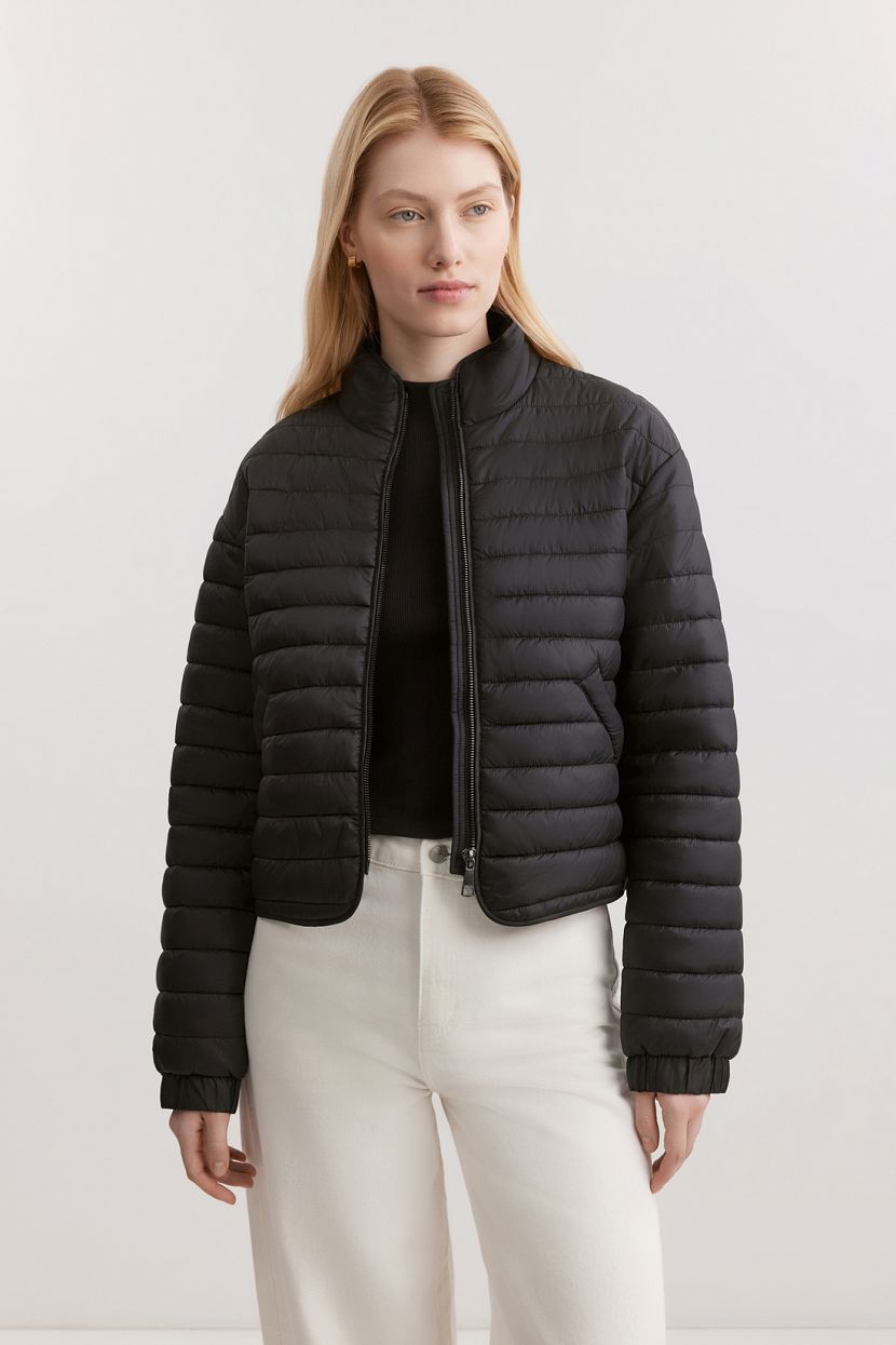 Укороченная куртка без капюшона, L, черный