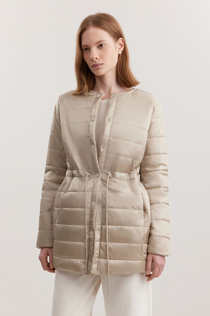 Удлинённая куртка, L, бежевый