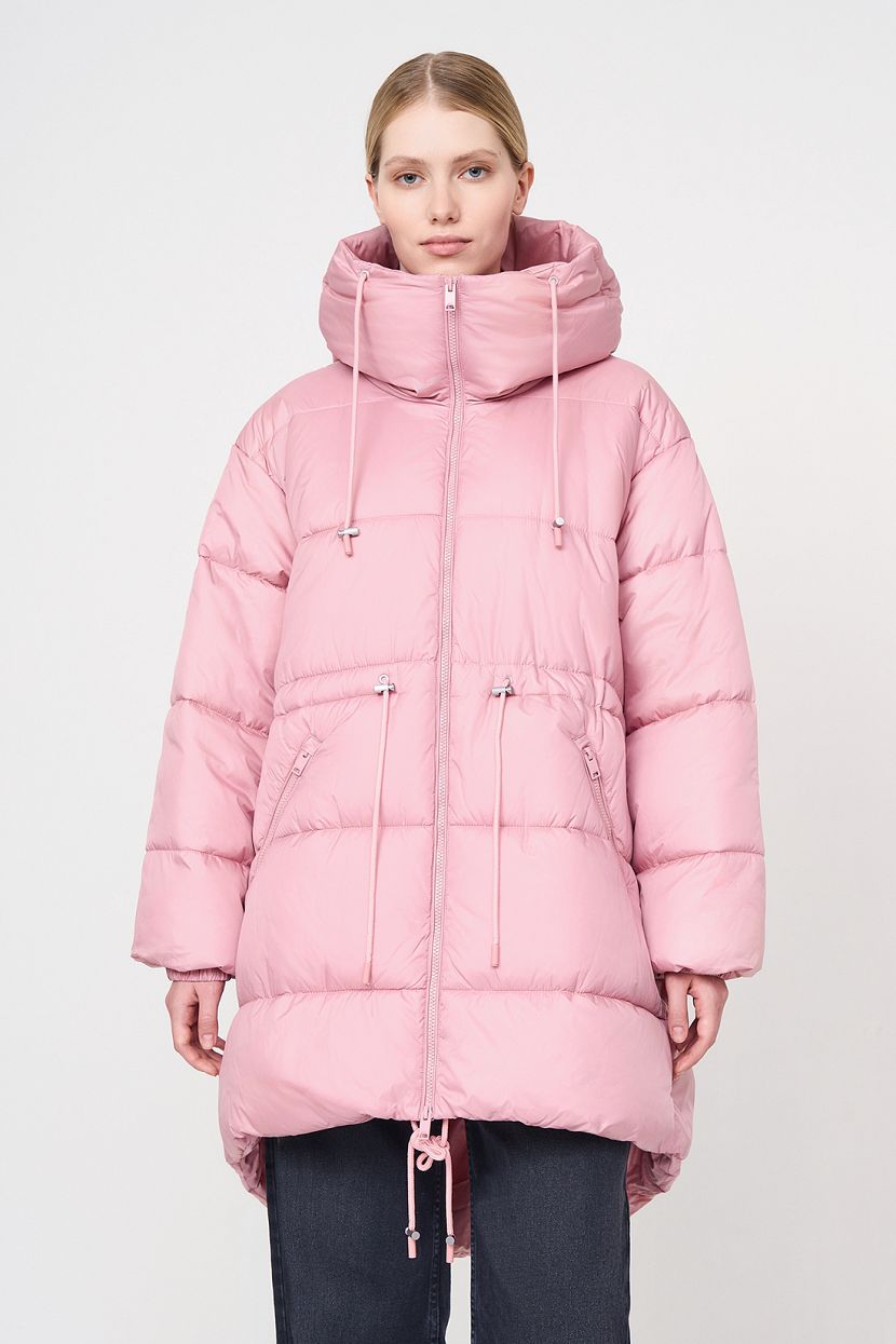 Удлинённая куртка с экопухом (арт. baon B0423509), размер XL, цвет розовый