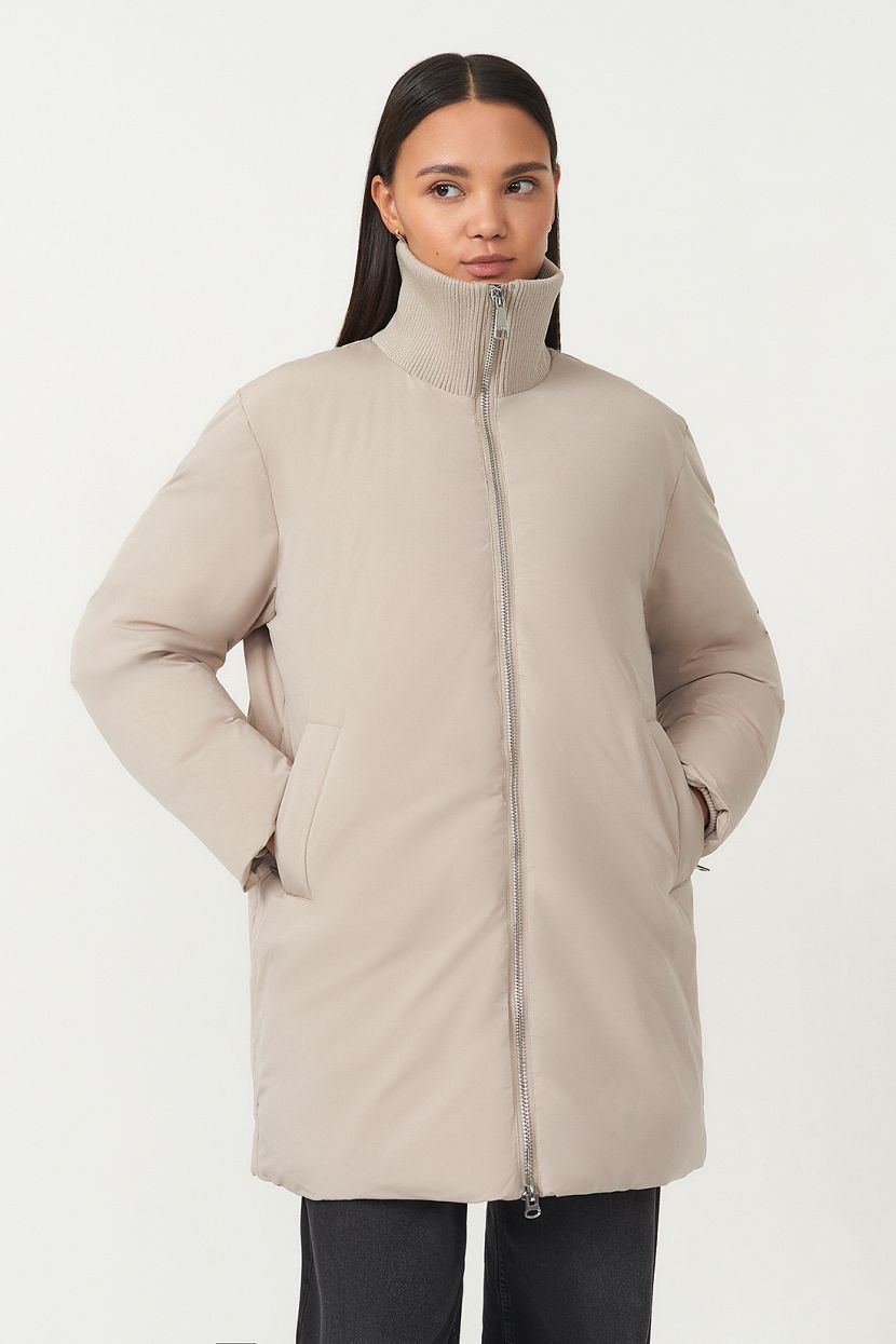 Куртка (Эко пух) (арт. baon B0423515), размер XS, цвет бежевый