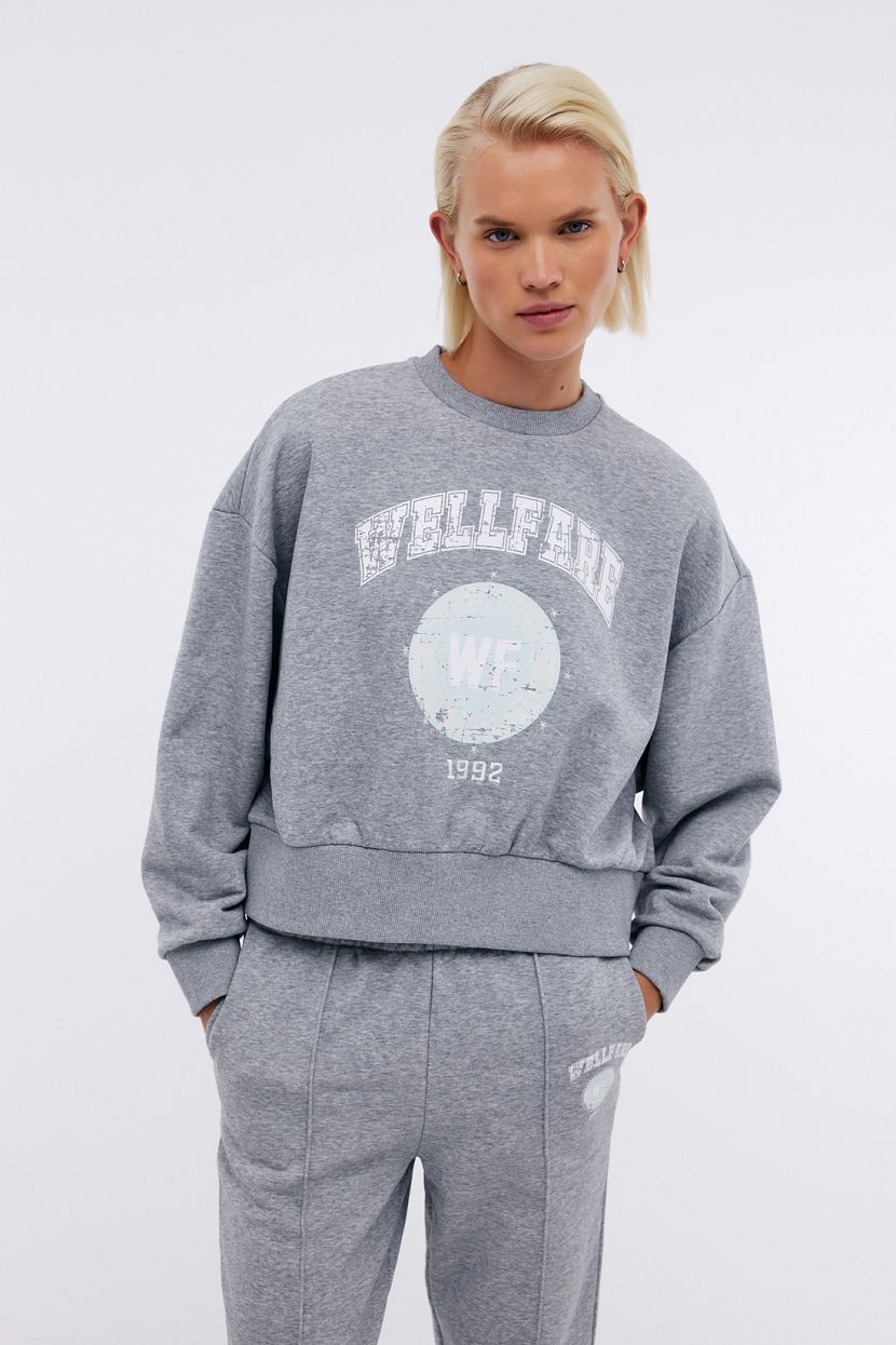 Свитшот из смесового хлопкового футера оверсайз