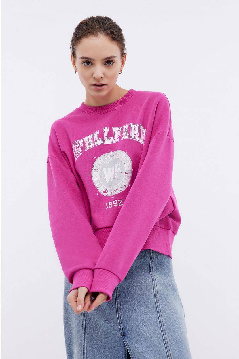 Свитшот из смесового хлопкового футера оверсайз розовый 1919₽