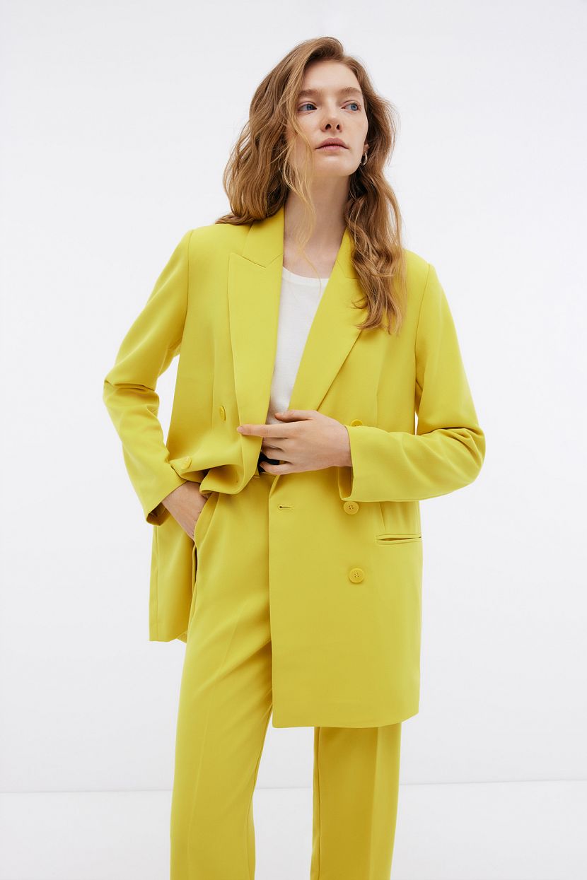 Классический двубортный жакет XS желтый 7999₽