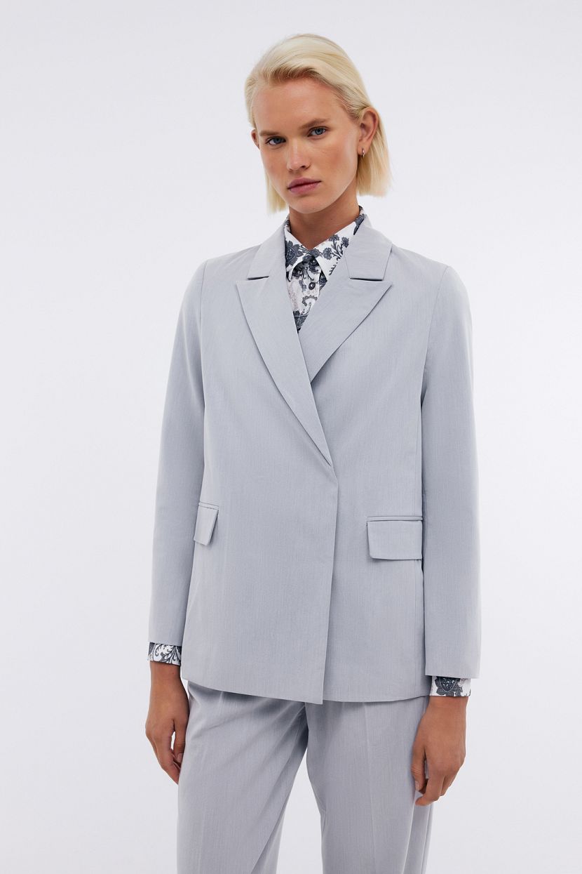 Двубортный жакет прямого кроя из костюмной ткани (арт. BAON B1224006)