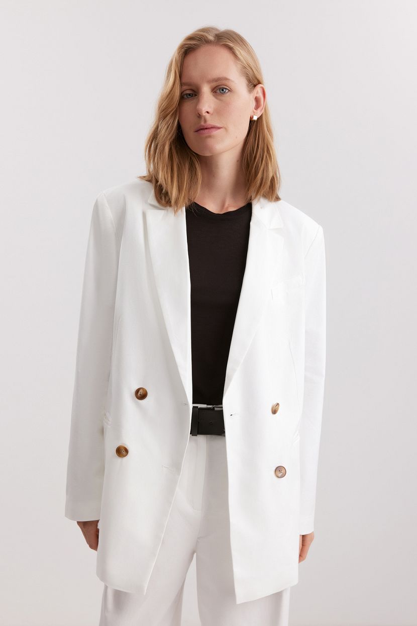 Жакет из вискозы и льна L белый 7799₽