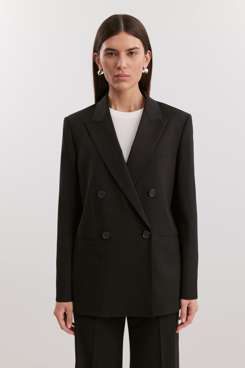 Двубортный жакет из смесовой ткани с шерстью