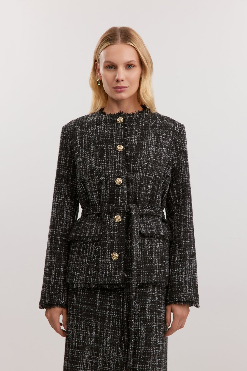 Твидовый жакет с зернистой текстурой 7699₽
