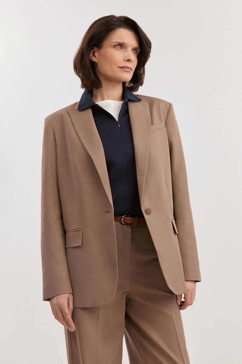 Однобортный жакет из вискозы и хлопка 15399₽