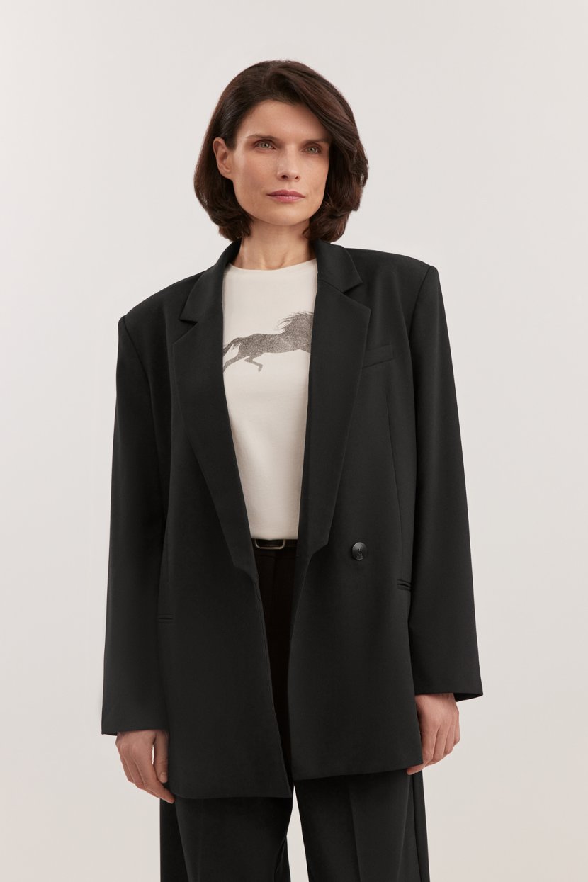 Однобортный жакет из костюмной вискозы 15399₽