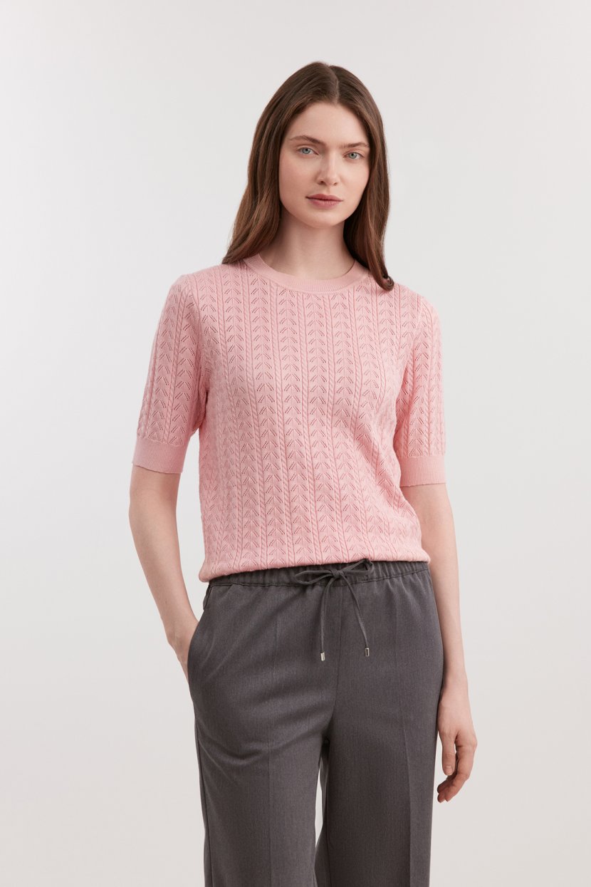 Ажурный джемпер с коротким рукавом