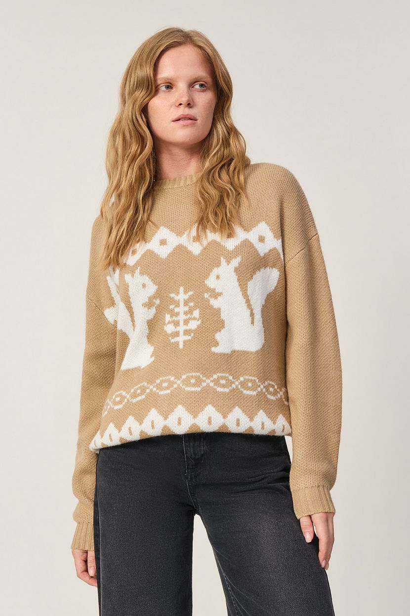 Джемпер с жаккардовым узором M бежевый 3999₽