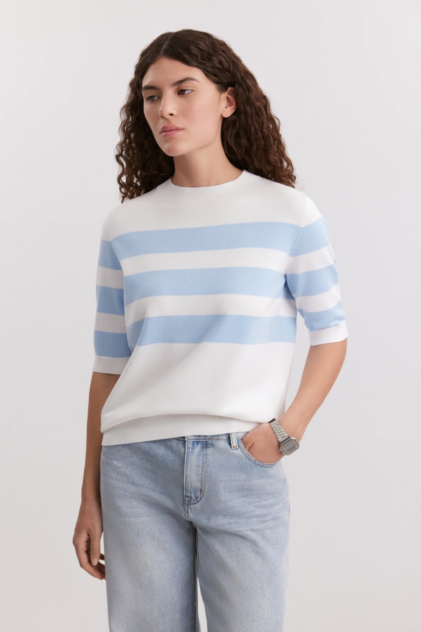 Джемпер в полоску с коротким рукавом
