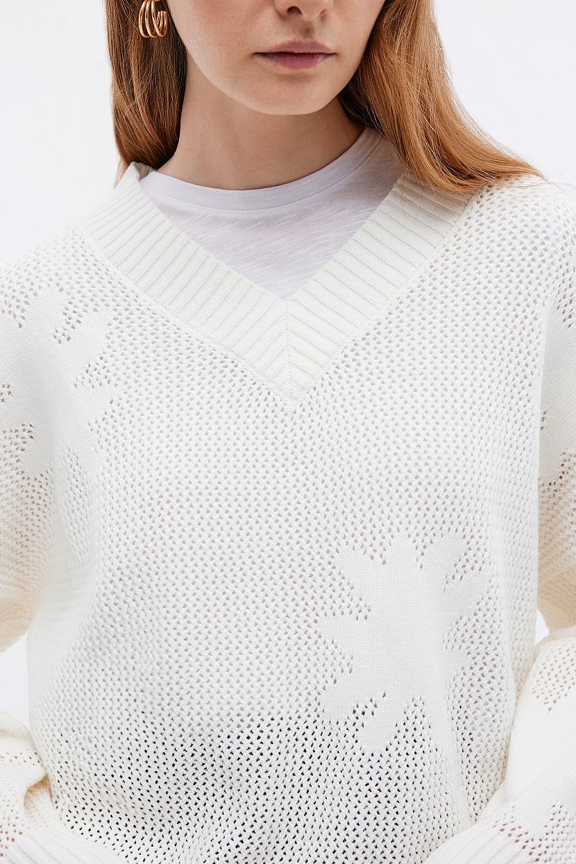 Пуловер с ажурным узором (арт. BAON B1324037), размер XXL, цвет белый Пуловер с ажурным узором (арт. BAON B1324037) - фото 5