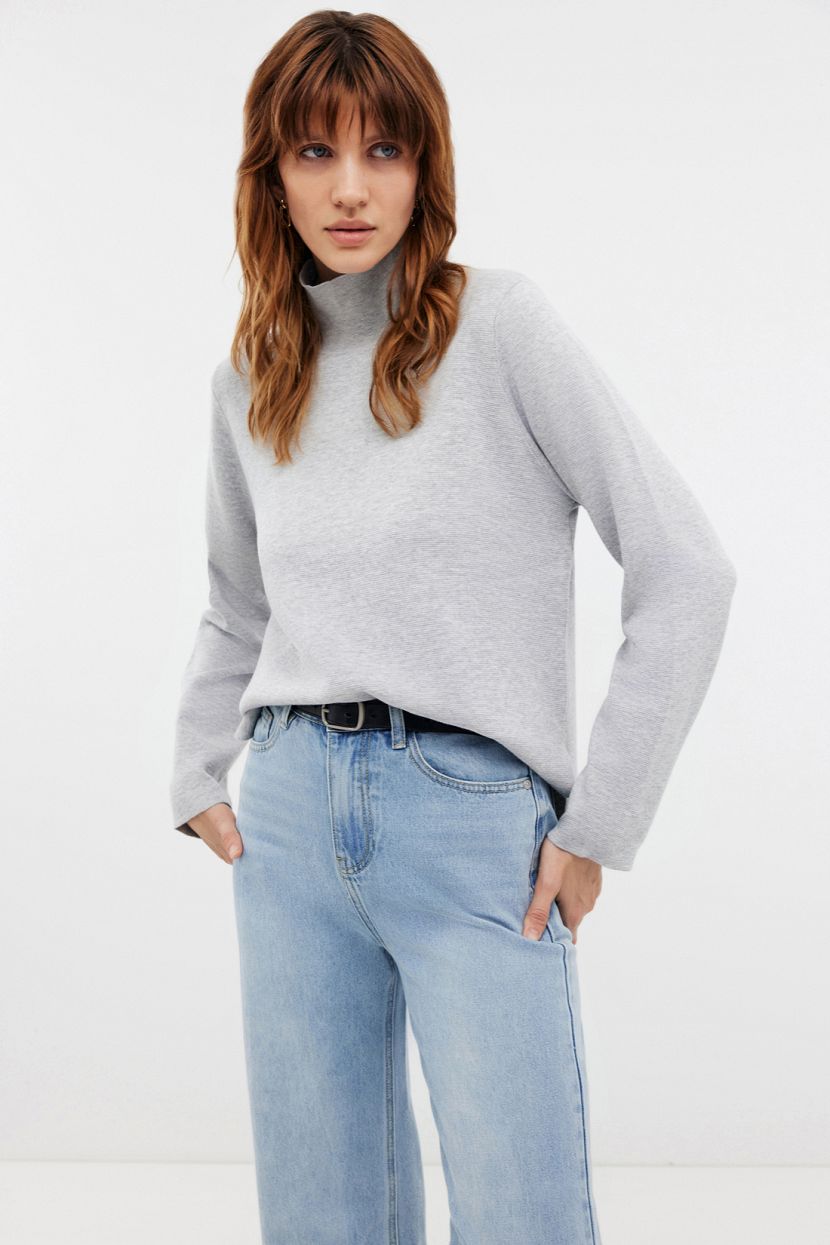 Объемный джемпер из смесовой пряжи L серый 4408₽