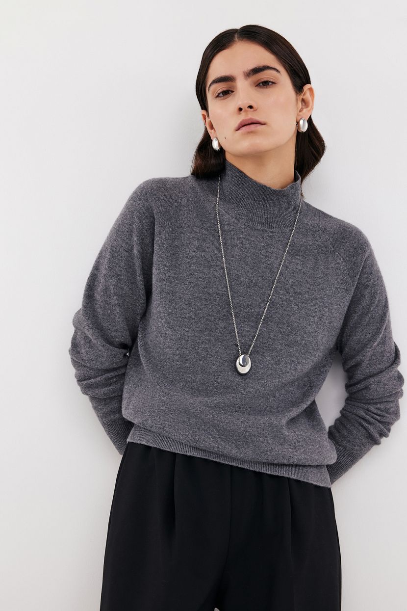 Бесшовный джемпер из 100 шерстяной пряжи L серый 4999₽