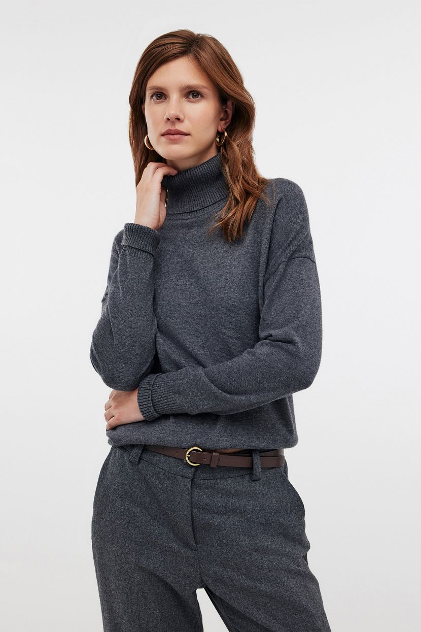 Кашемировый джемпер с шерстью L серый 3599₽