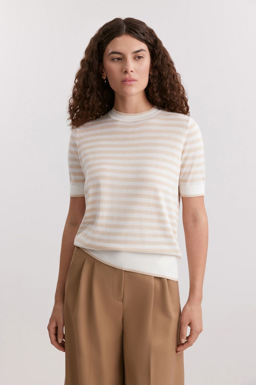 Джемпер из вискозы и хлопка L бежевый 2373₽