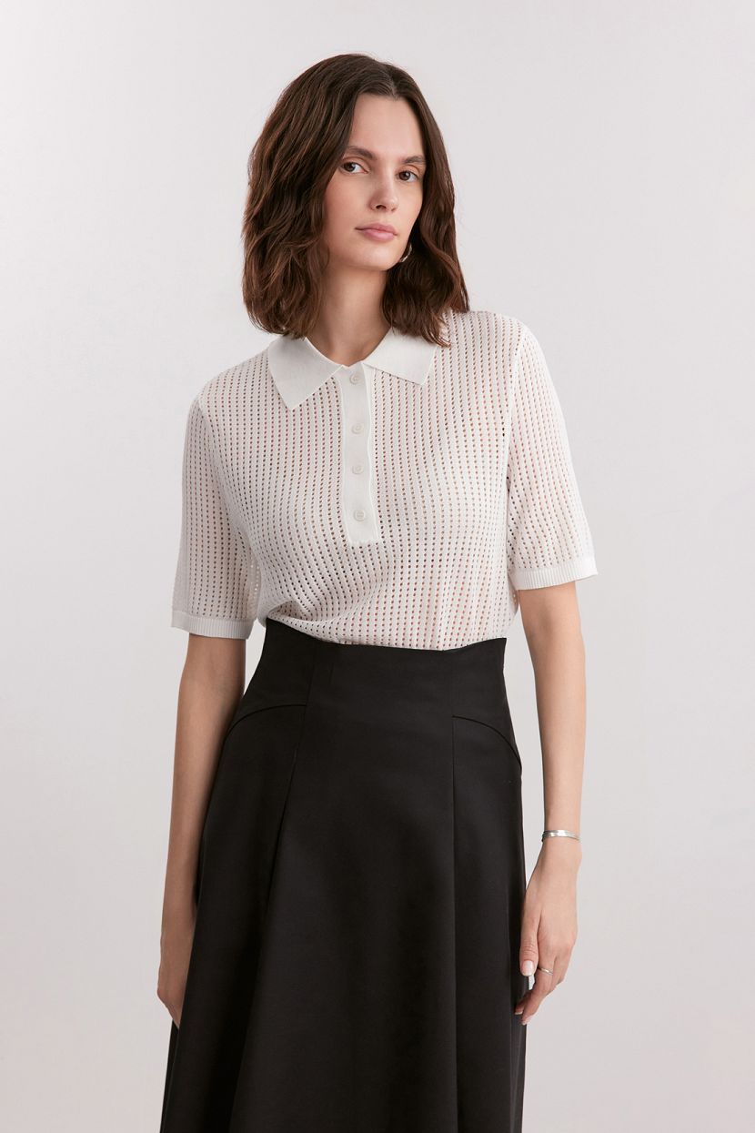 Джемпер-поло из смесовой вискозы L белый 4199₽