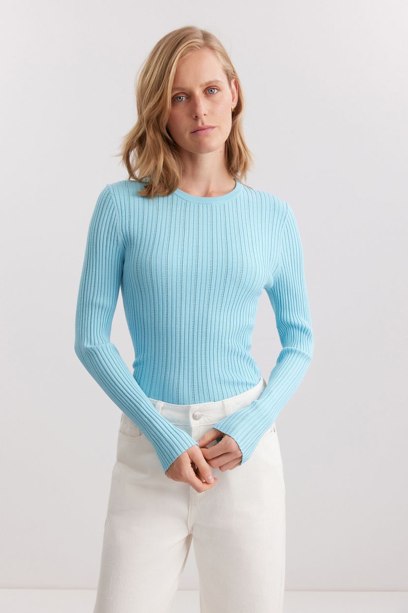 Джемпер из смесовой вискозы L голубой 3499₽