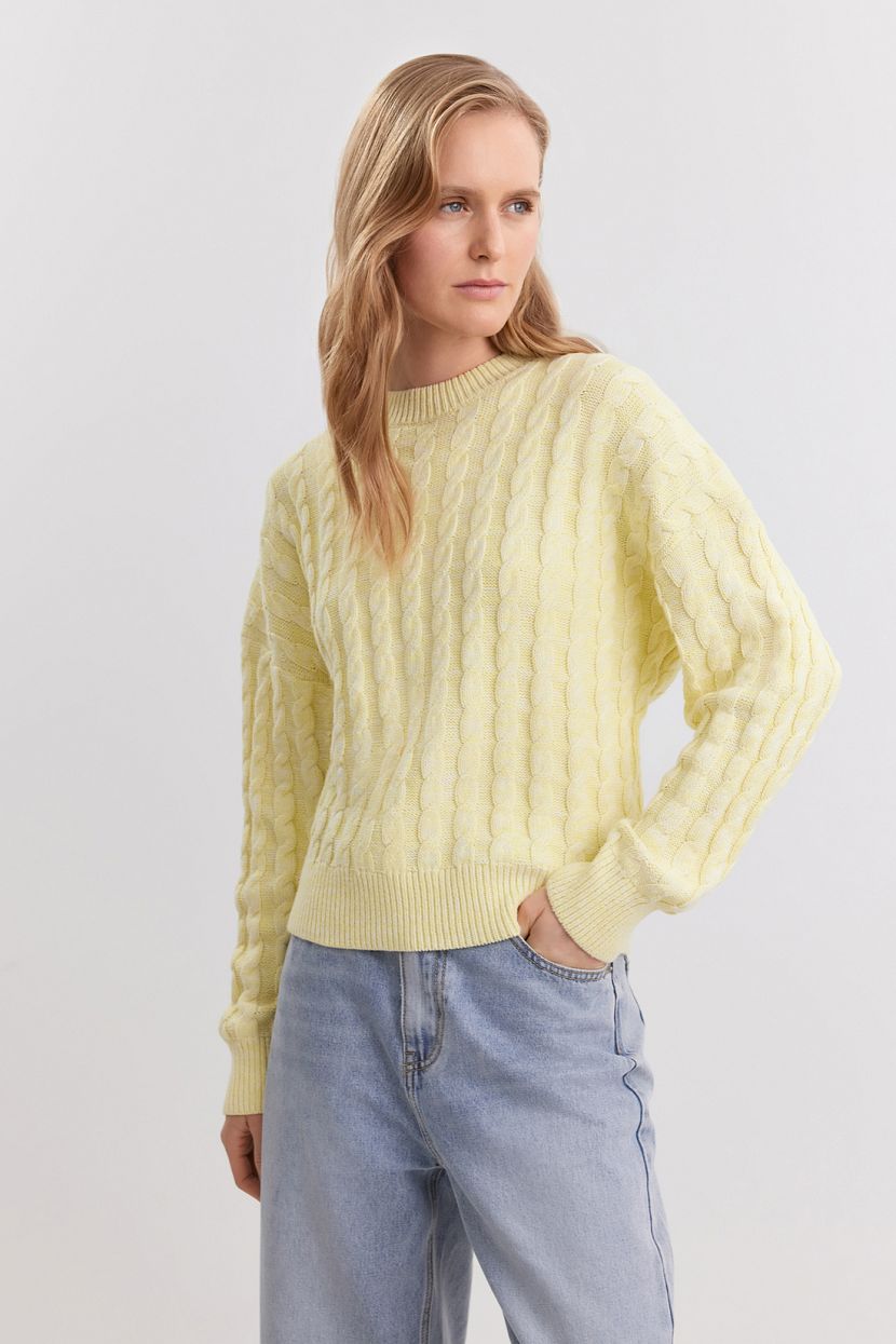 Джемпер из смесовой хлопковой пряжи L желтый 5299₽