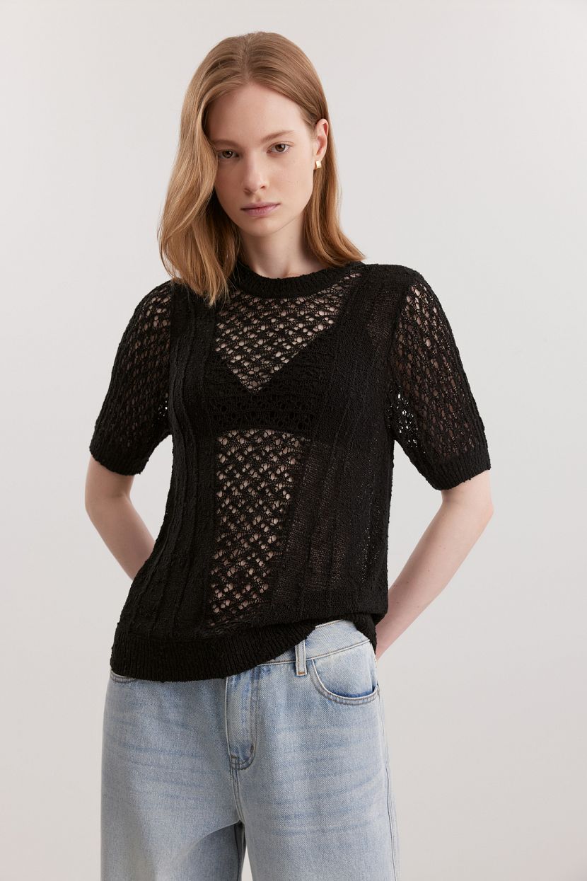 Джемпер из фасонной пряжи L черный 2639₽