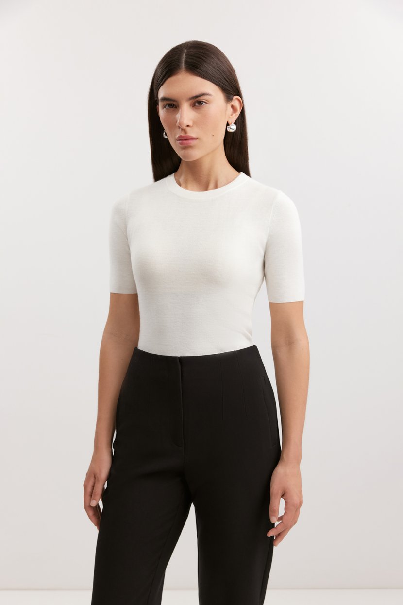 Джемпер-футболка из мериноса и шёлка