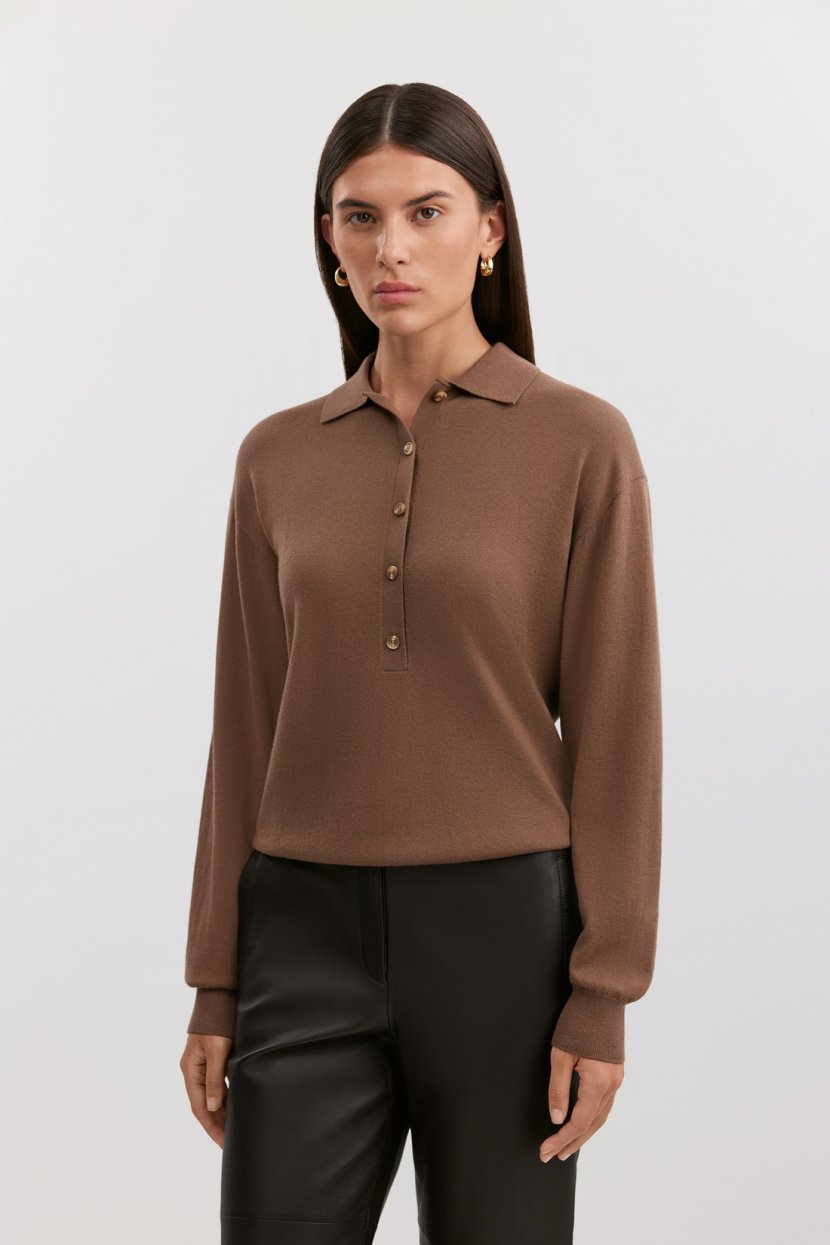 Джемпер-поло с мериносом и хлопком 5399₽