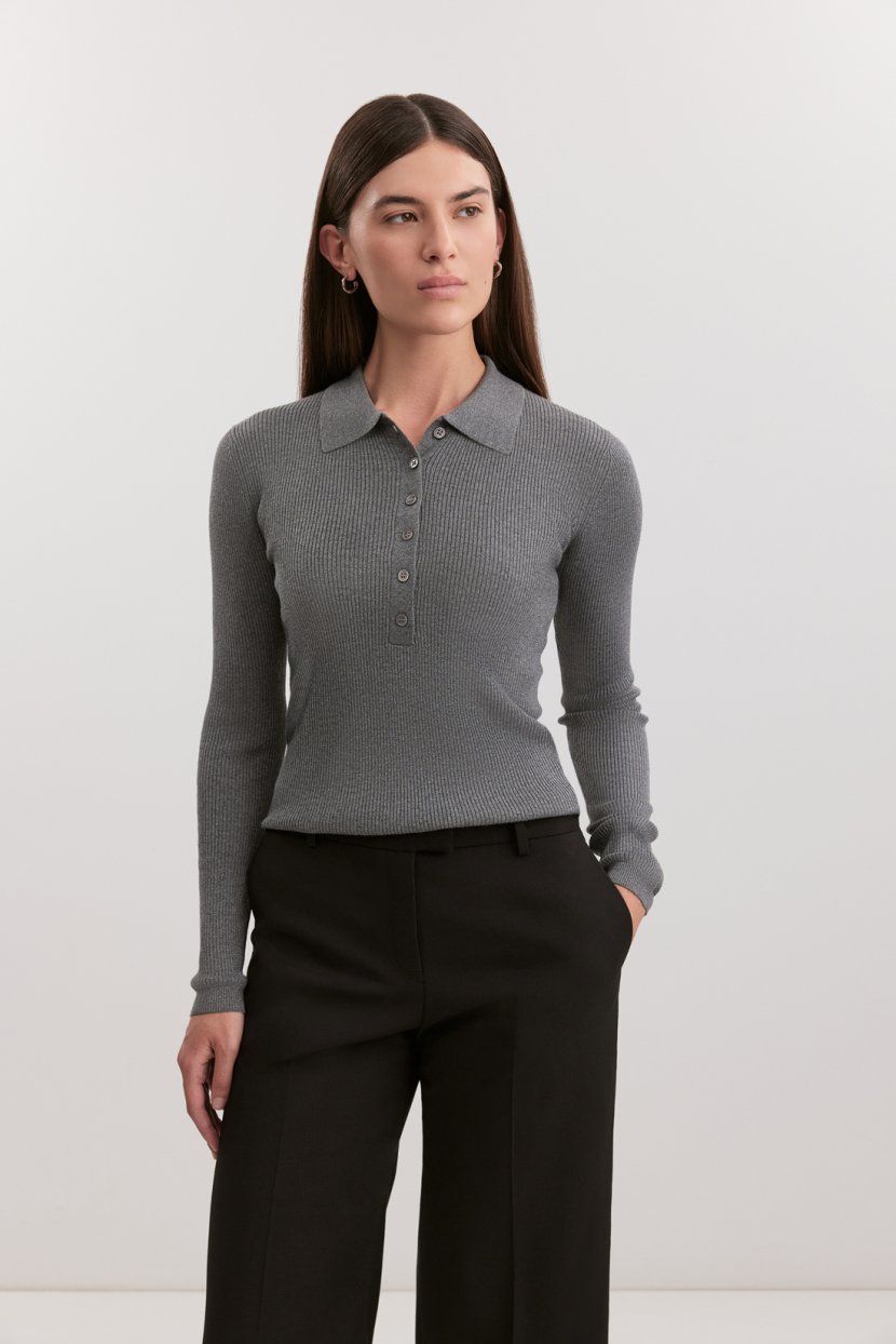 Джемпер-поло из шерсти и люрекс 4199₽