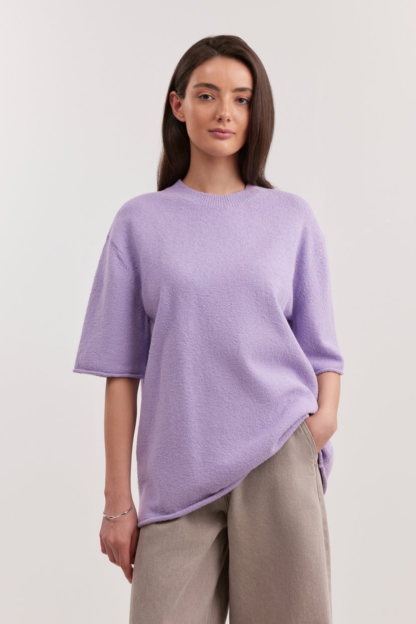 Джемпер оверсайз букле с коротким рукавом 7299₽