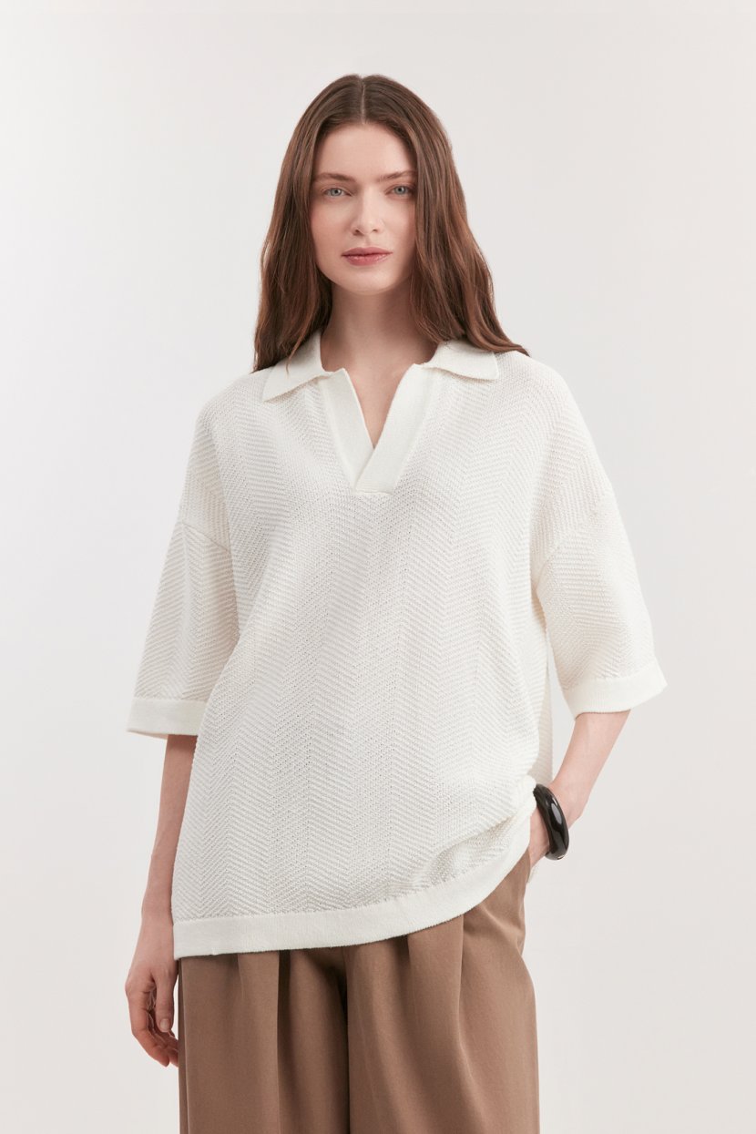 Ажурный джемпер-поло оверсайз 8799₽