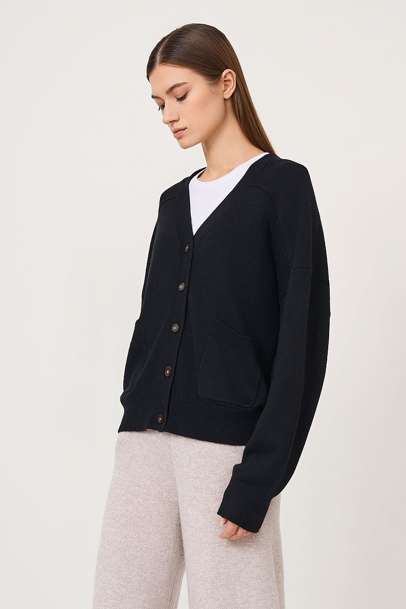 Кардиган-оверсайз с кашемиром M черный 5999₽
