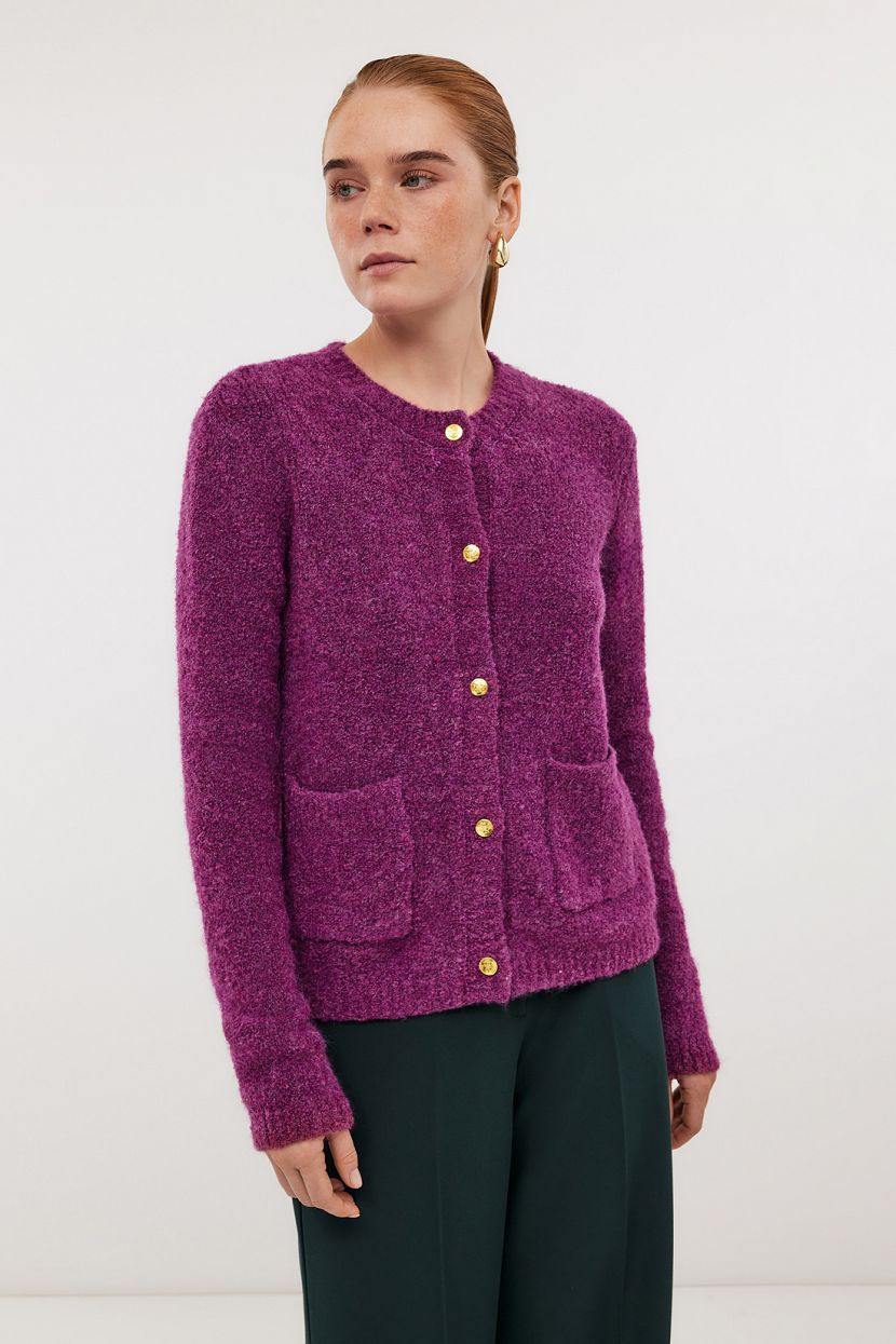 Укороченный кардиган из смесовой пряжи L розовый 3496₽