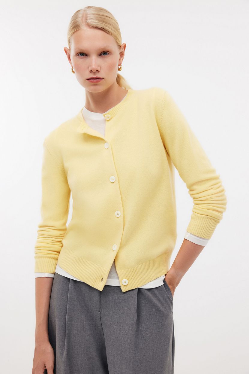 Кардиган из шерсти прямого силуэта L жёлтый 8999₽