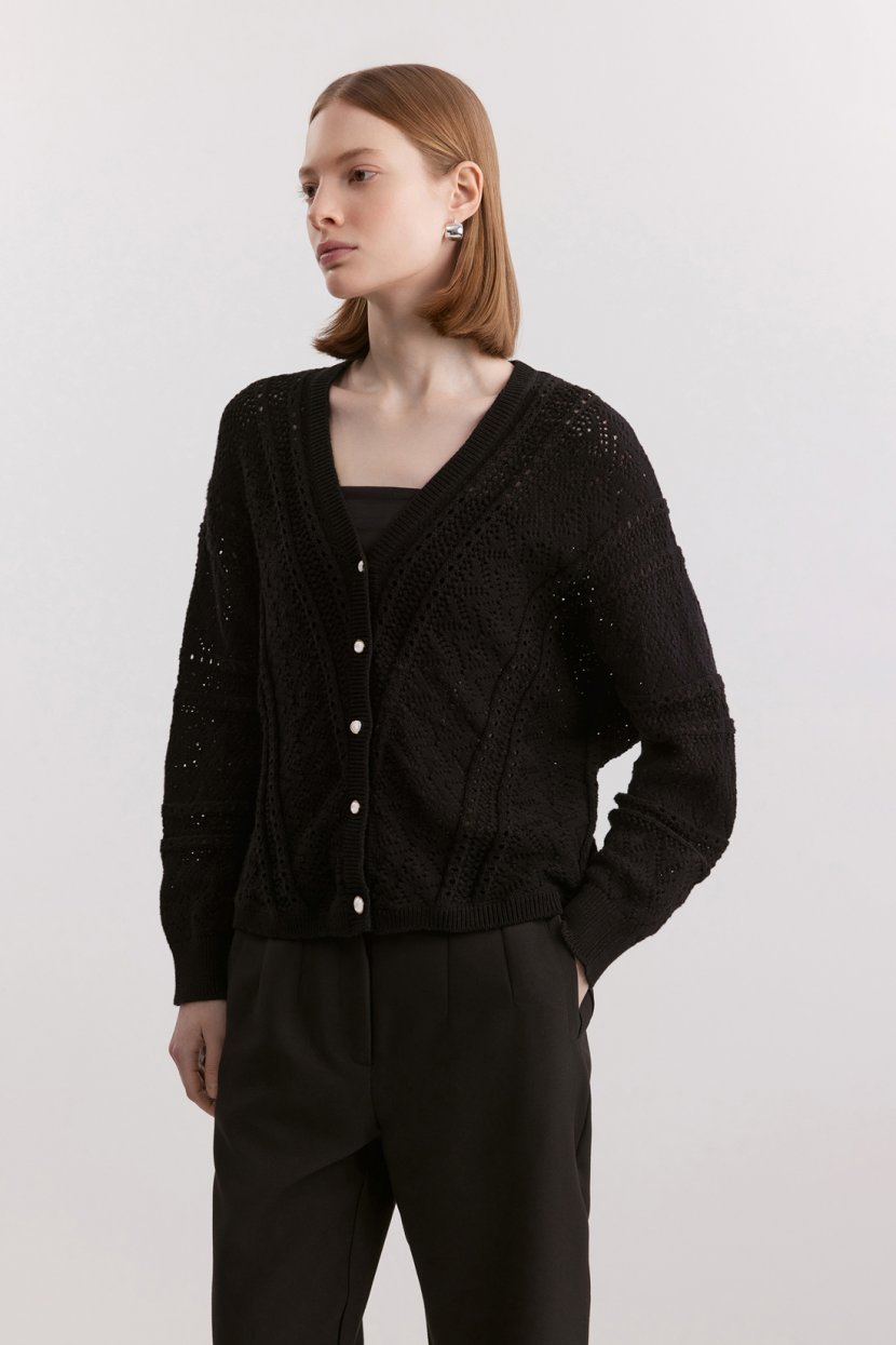 Кардиган из 100 хлопка L черный 8399₽