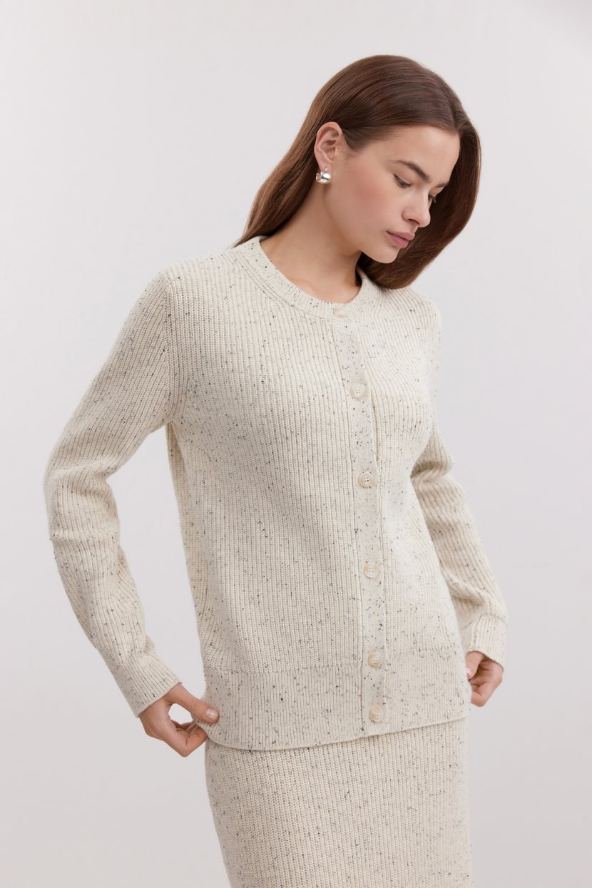 Кардиган из хлопковой пряжи с эффектом твида 4199₽