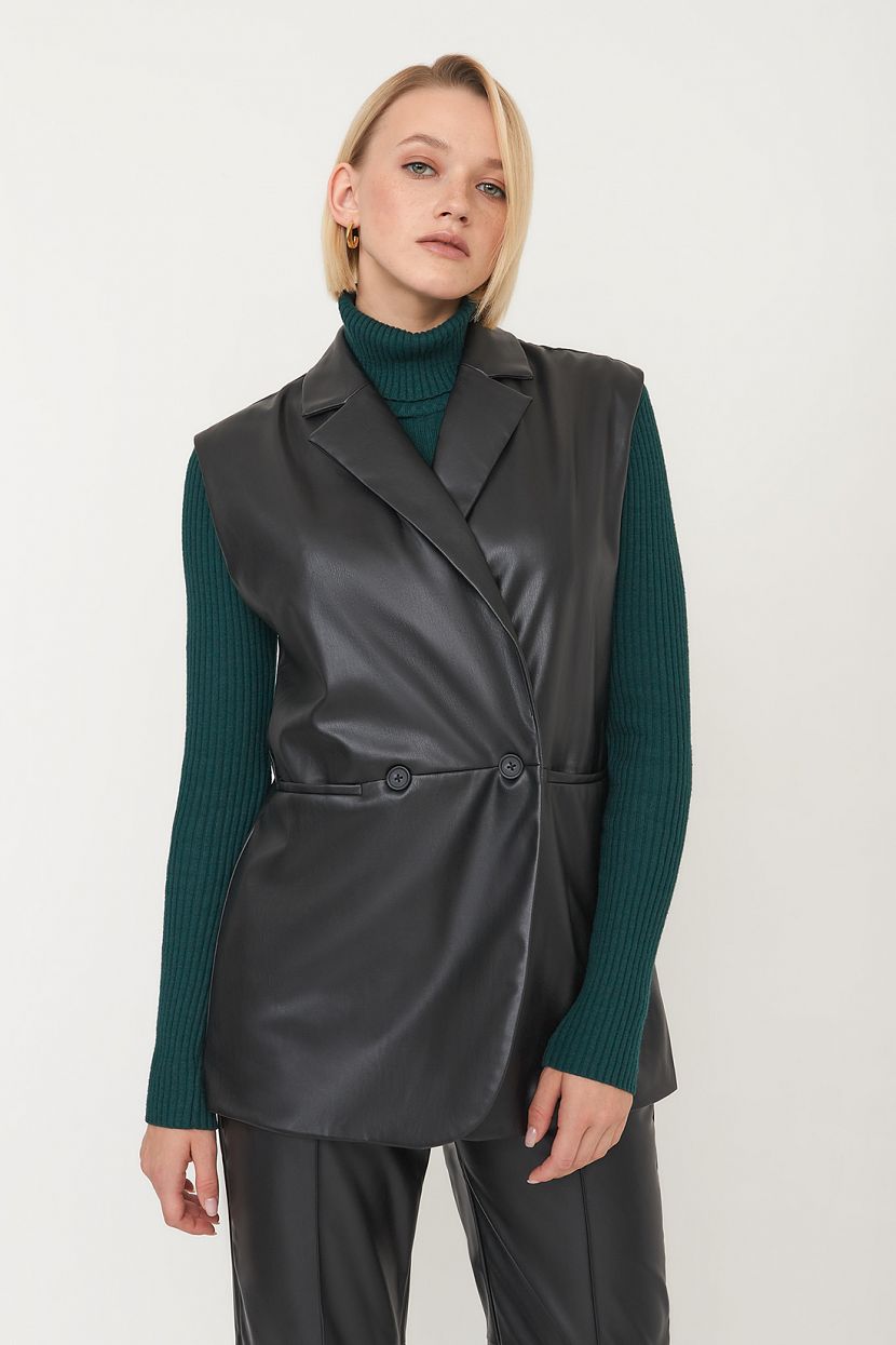 Жилет из экокожи L черный 2279₽