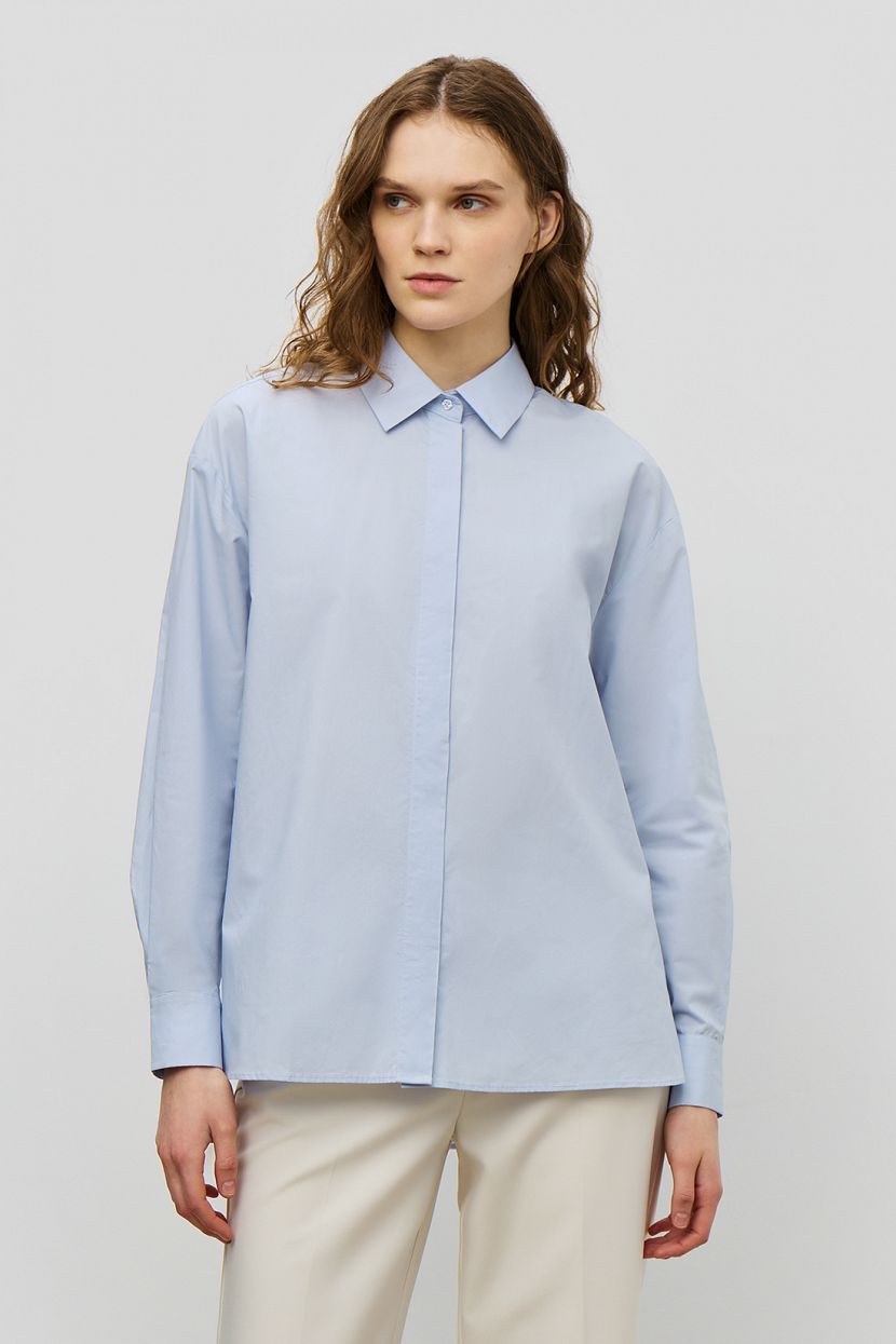 Блузка (арт. baon B1723012), размер XXL, цвет голубой