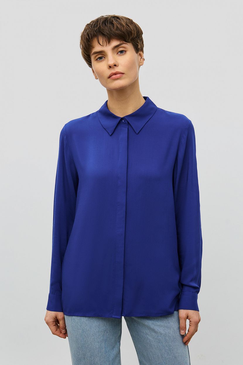 Блузка (арт. baon B1723203), размер XL, цвет синий