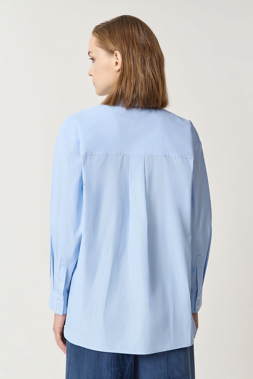 Рубашка с декоративными люверсами (арт. baon B1723510), размер L, цвет голубой Рубашка с декоративными люверсами (арт. baon B1723510) - фото 3